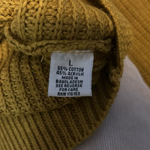 Poof Apparel Mustard Yellow Knitted Sweater with Twist Knot Detail size L - Picture 5 of 5
